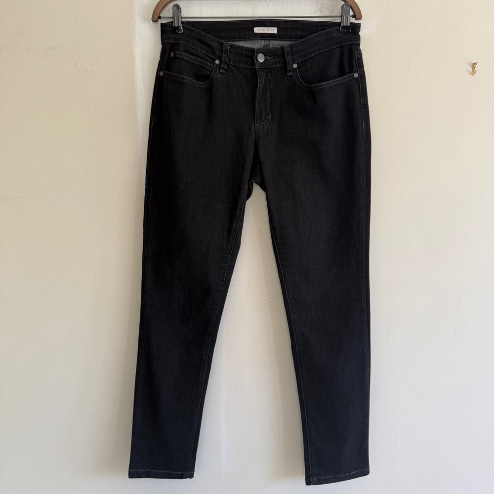 Eileen Fisher Light Black Stretch Straight Jeans Mid-Rise Size 28 - Picture 3 of 16